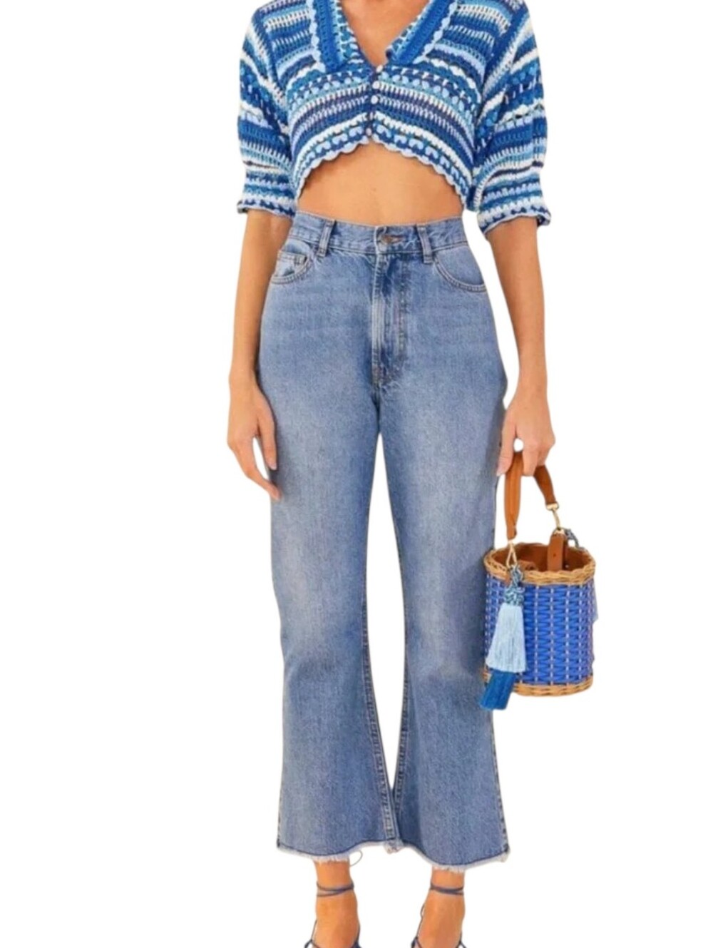 Farm Rio NWT Light Wash Carrot Denim Jeans 100% Cotton Size 29 Retail $150